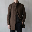 Kacob | Men's Wool-Blend Longline Overcoat – Single Breasted Tailored Coat