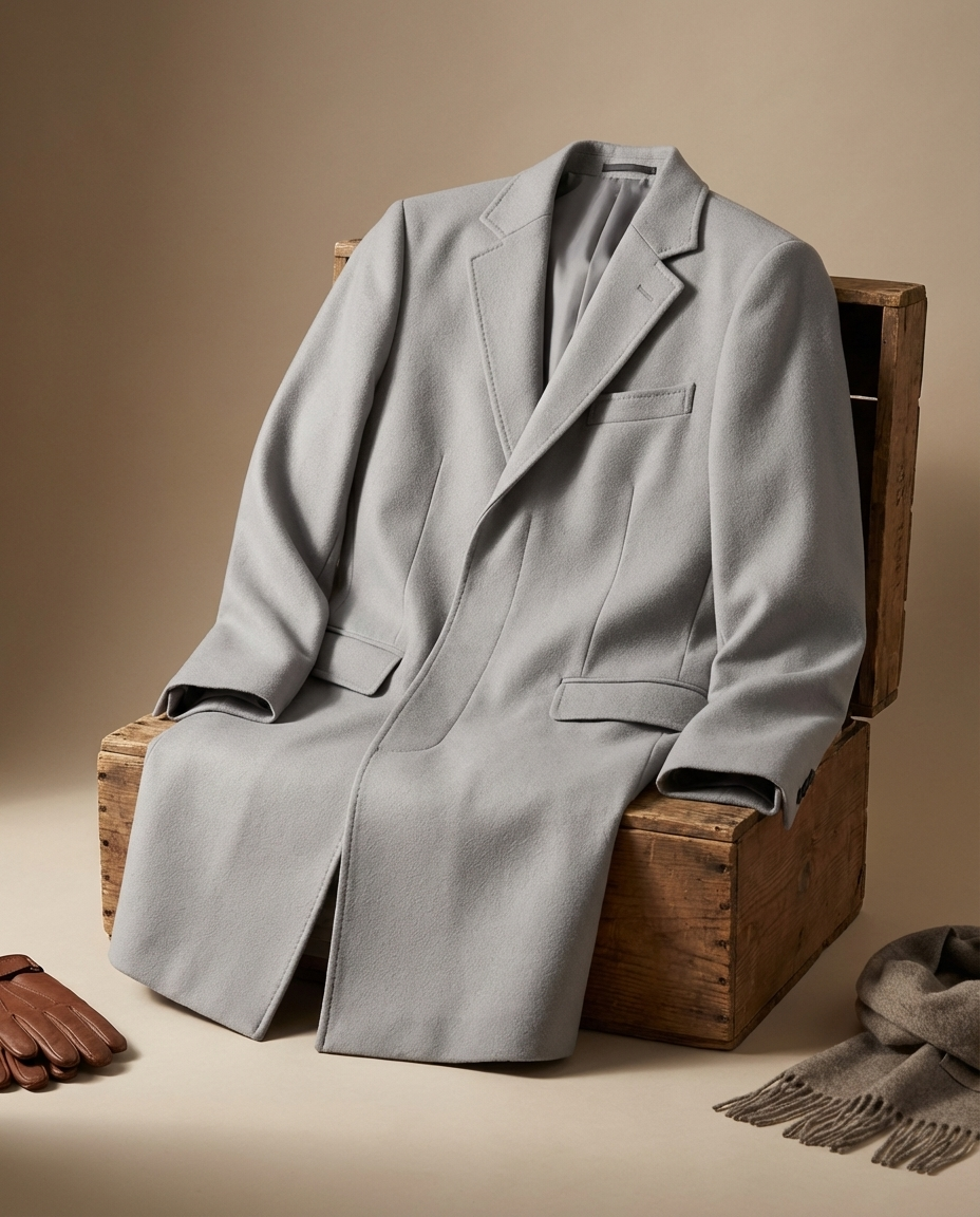 Men's Wool-Blend Overcoat – Notch Lapel Tailored Longline Coat