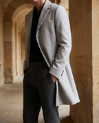 Men's Wool-Blend Overcoat – Notch Lapel Tailored Longline Coat