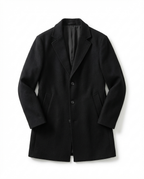 Men's Wool-Blend Overcoat – Notch Lapel Tailored Longline Coat
