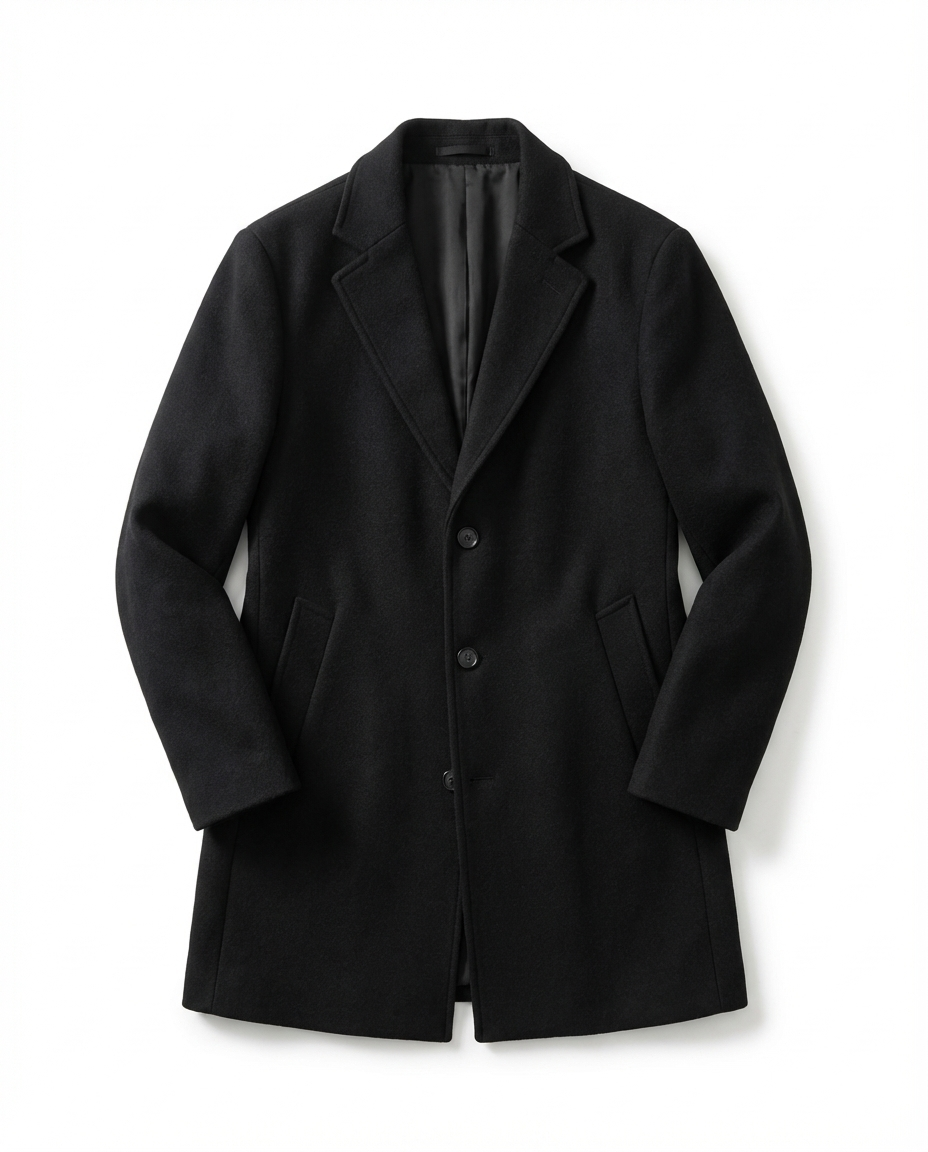 Men's Wool-Blend Overcoat – Notch Lapel Tailored Longline Coat