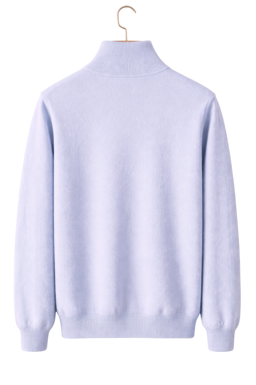 Men's Wool-Blend Zip-Up Knitted Jacket – Stand Collar Full Zip Cardigan