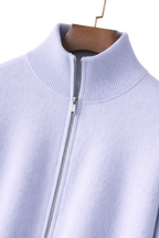 Men's Wool-Blend Zip-Up Knitted Jacket – Stand Collar Full Zip Cardigan