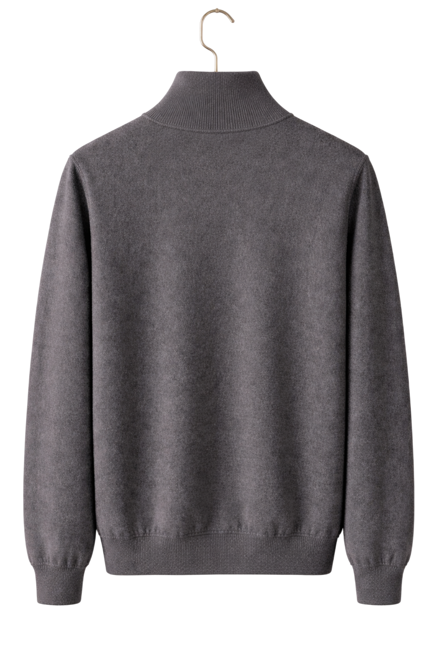 Men's Wool-Blend Zip-Up Knitted Jacket – Stand Collar Full Zip Cardigan