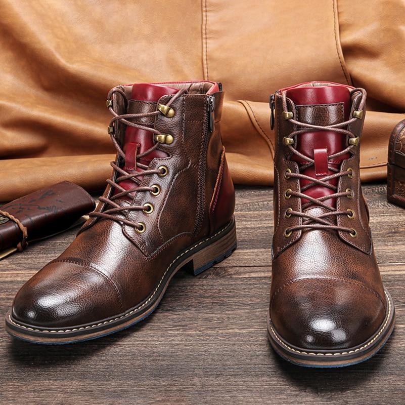 Kacob | Men's Zip and Lace-Up Boots – Classic Round Toe Winter Boots