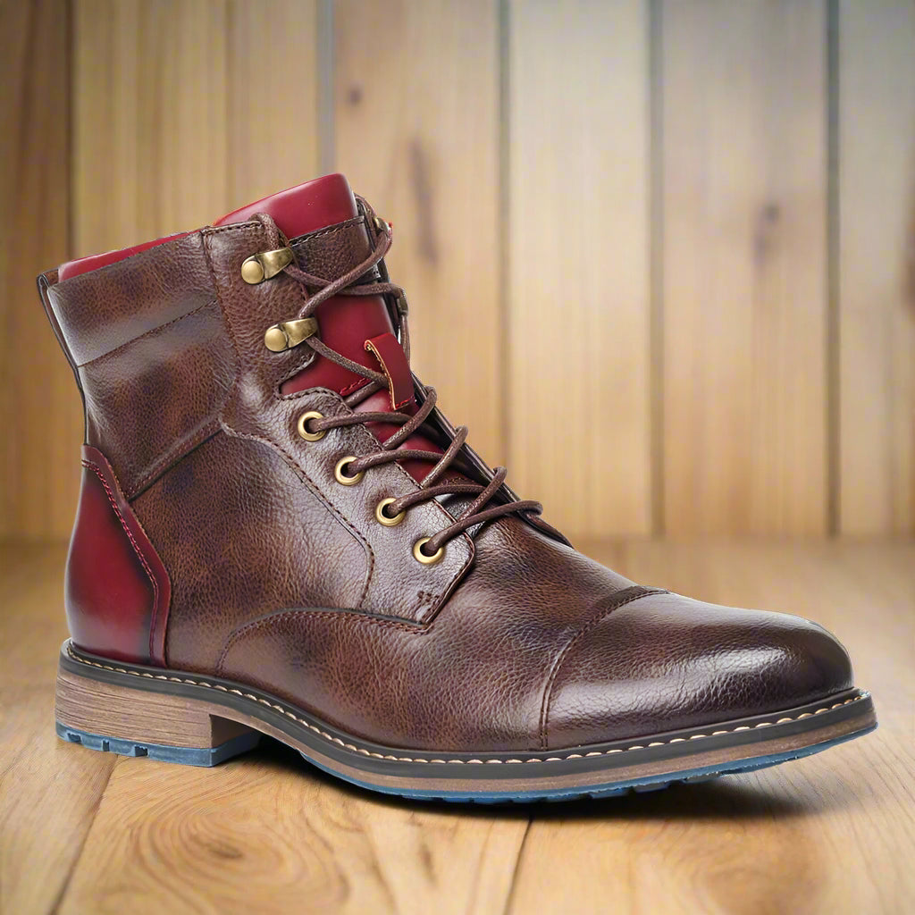 Kacob | Men's Zip and Lace-Up Boots – Classic Round Toe Winter Boots