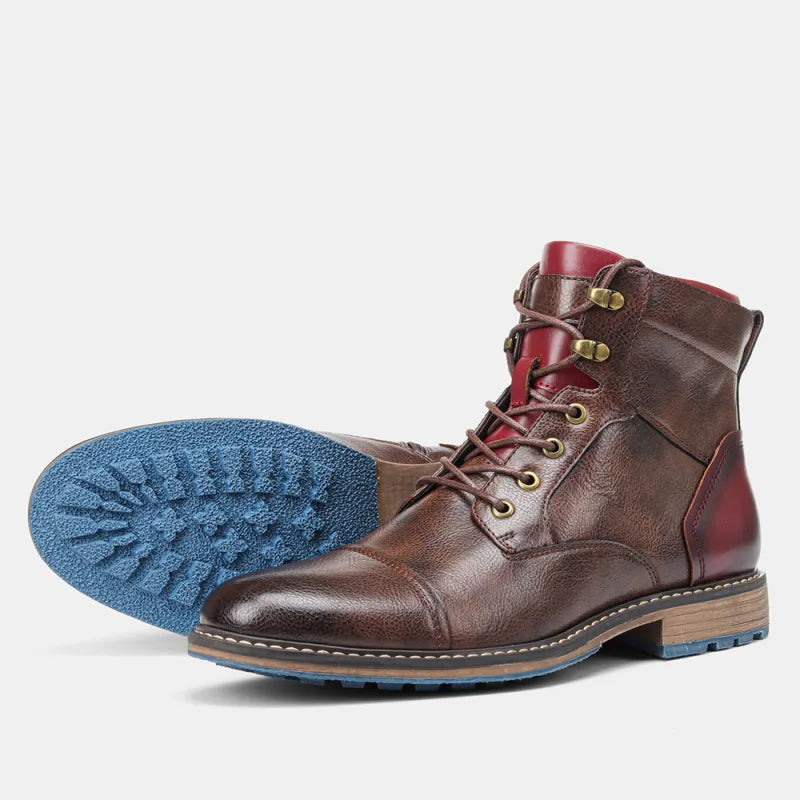 Kacob | Men's Zip and Lace-Up Boots – Classic Round Toe Winter Boots