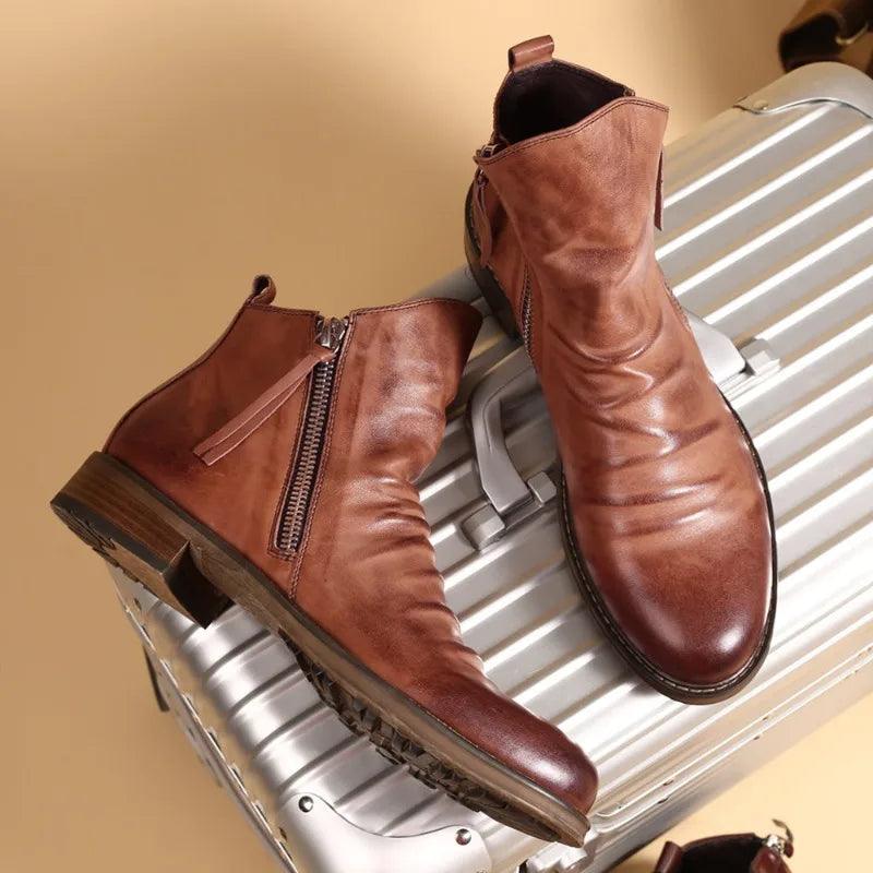 Kacob | Men's Zip Ankle Boots – Smart Casual Pull On Boots