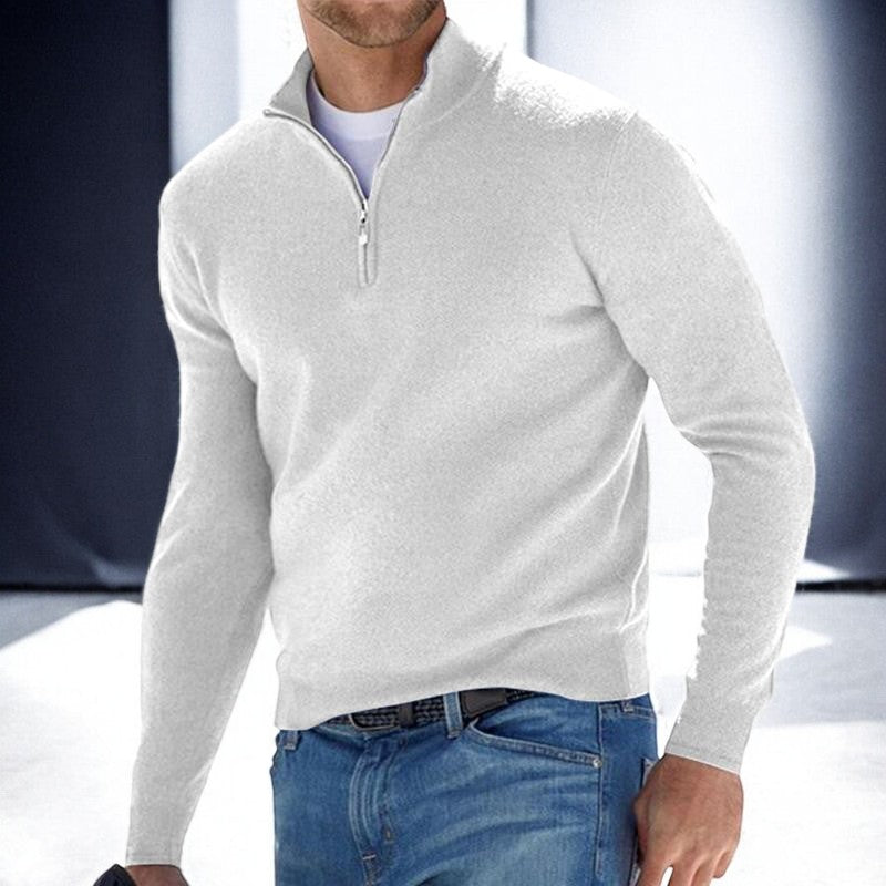 Kacob | Men's Zip Collar Jumper – Quarter Zip Knitted Sweater