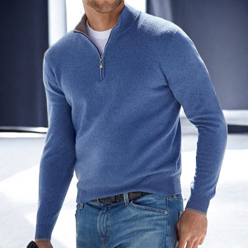 Kacob | Men's Zip Collar Jumper – Quarter Zip Knitted Sweater