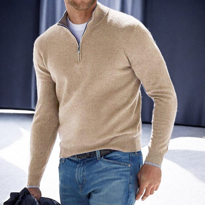 Kacob | Men's Zip Collar Jumper – Quarter Zip Knitted Sweater