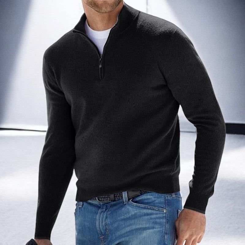 Kacob | Men's Zip Collar Jumper – Quarter Zip Knitted Sweater