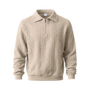 Kacob | Men's Zip Collar Knitted Polo Jumper – Textured Knit