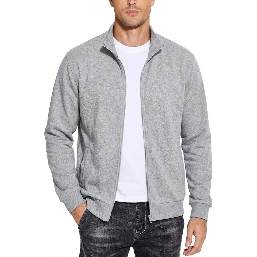 Kacob | Men's Zip Through Sweat Jacket – Stand Collar Track Top