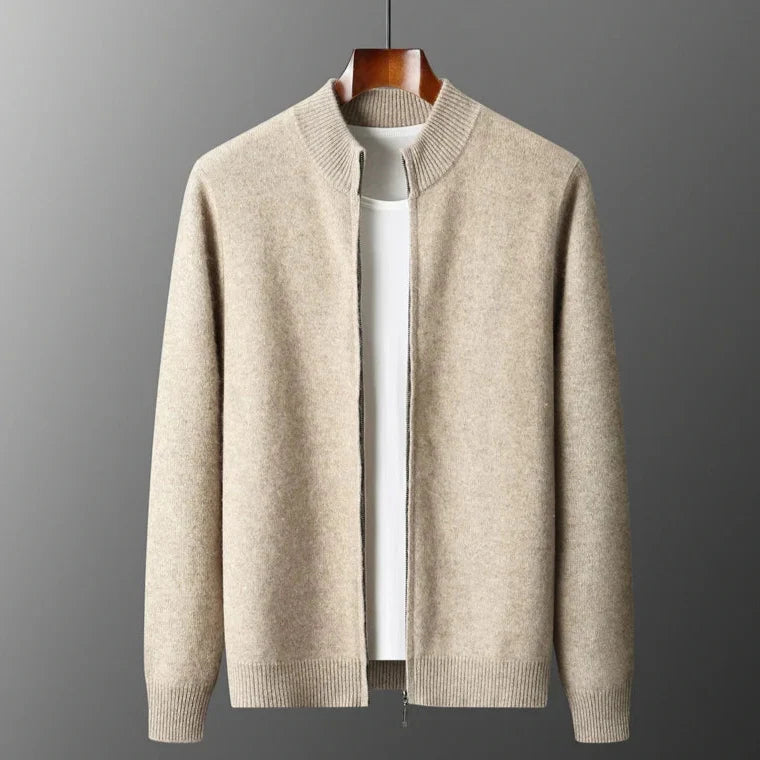 Men's Zip-Up Stand Collar Knitted Cardigan – Full Zip Knit