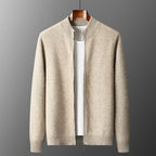 Men's Zip-Up Stand Collar Knitted Cardigan – Full Zip Knit