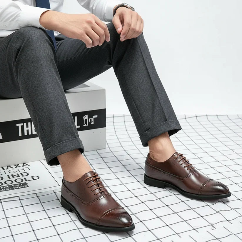 Kacob | Men's Oxford Brogue Leather Dress Shoes