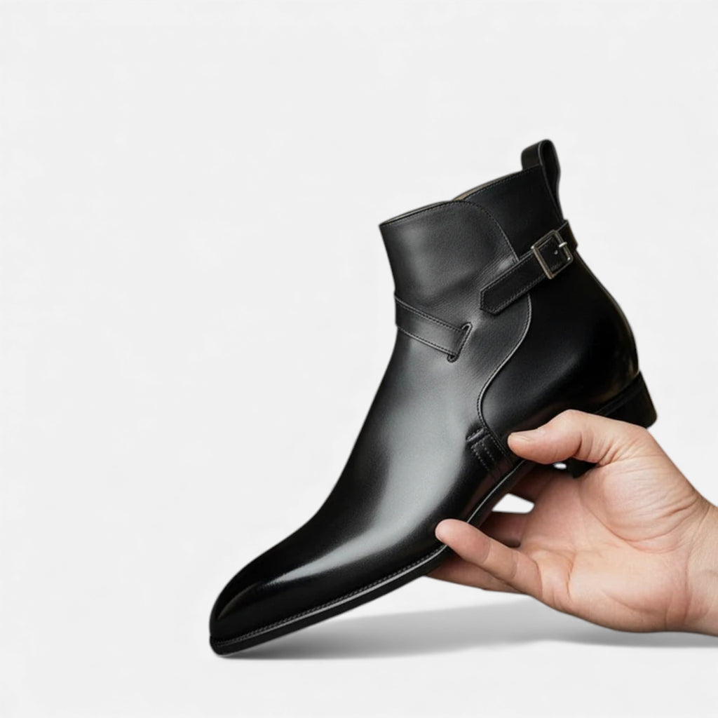 Kacob | Men's Leather Jodhpur Boots Slip On Black