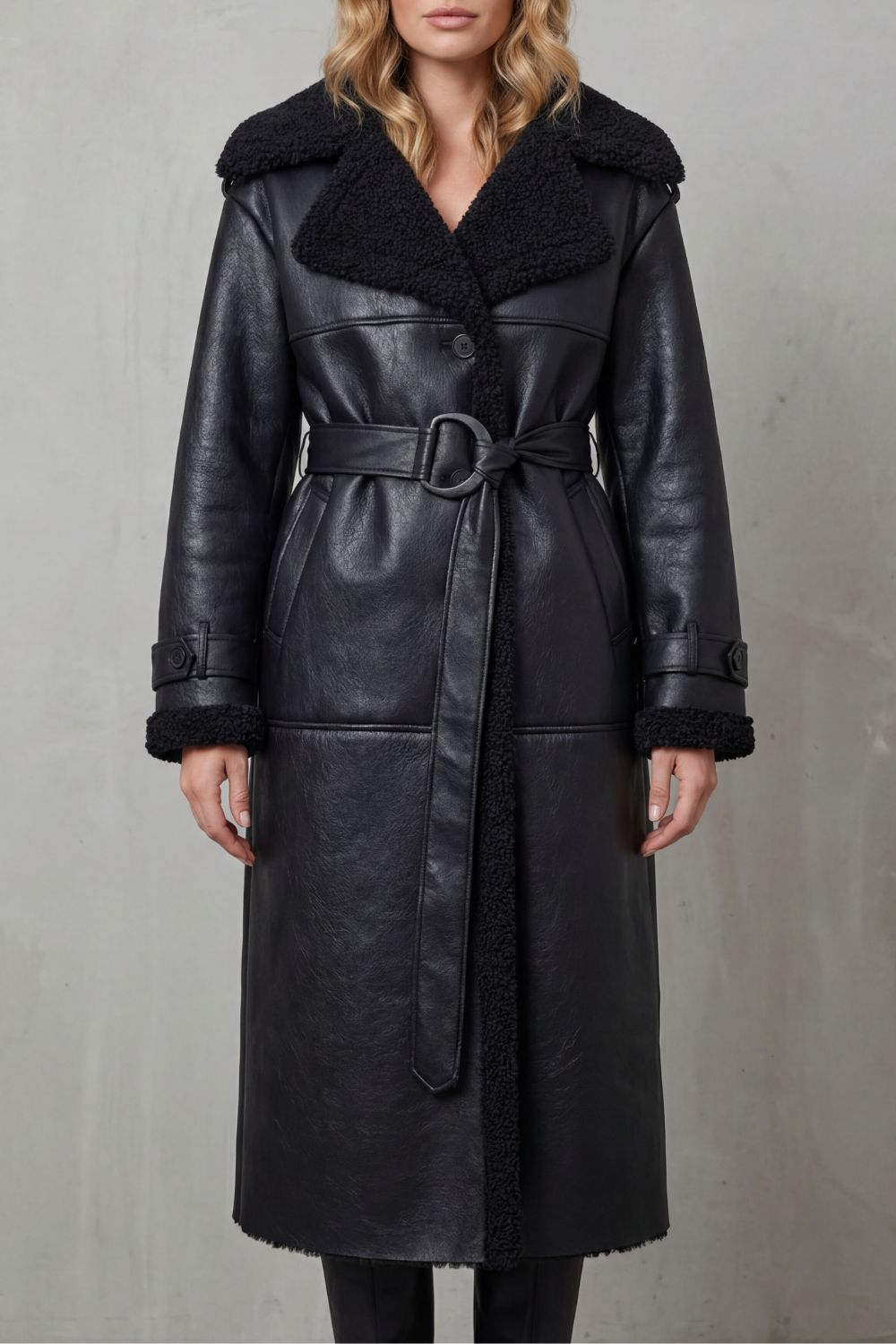 Kacob | Oversized Belted Shearling Coat