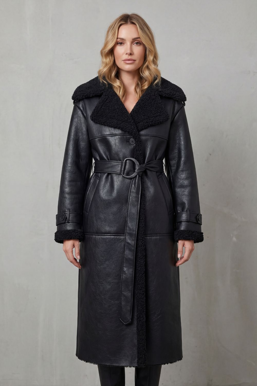 Kacob | Oversized Belted Shearling Coat