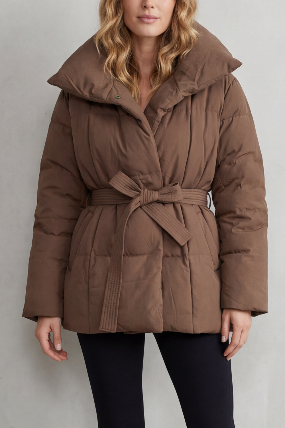 Kacob | Oversized Collar Belted Puffer Coat
