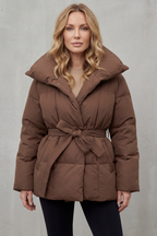 Kacob | Oversized Collar Belted Puffer Coat