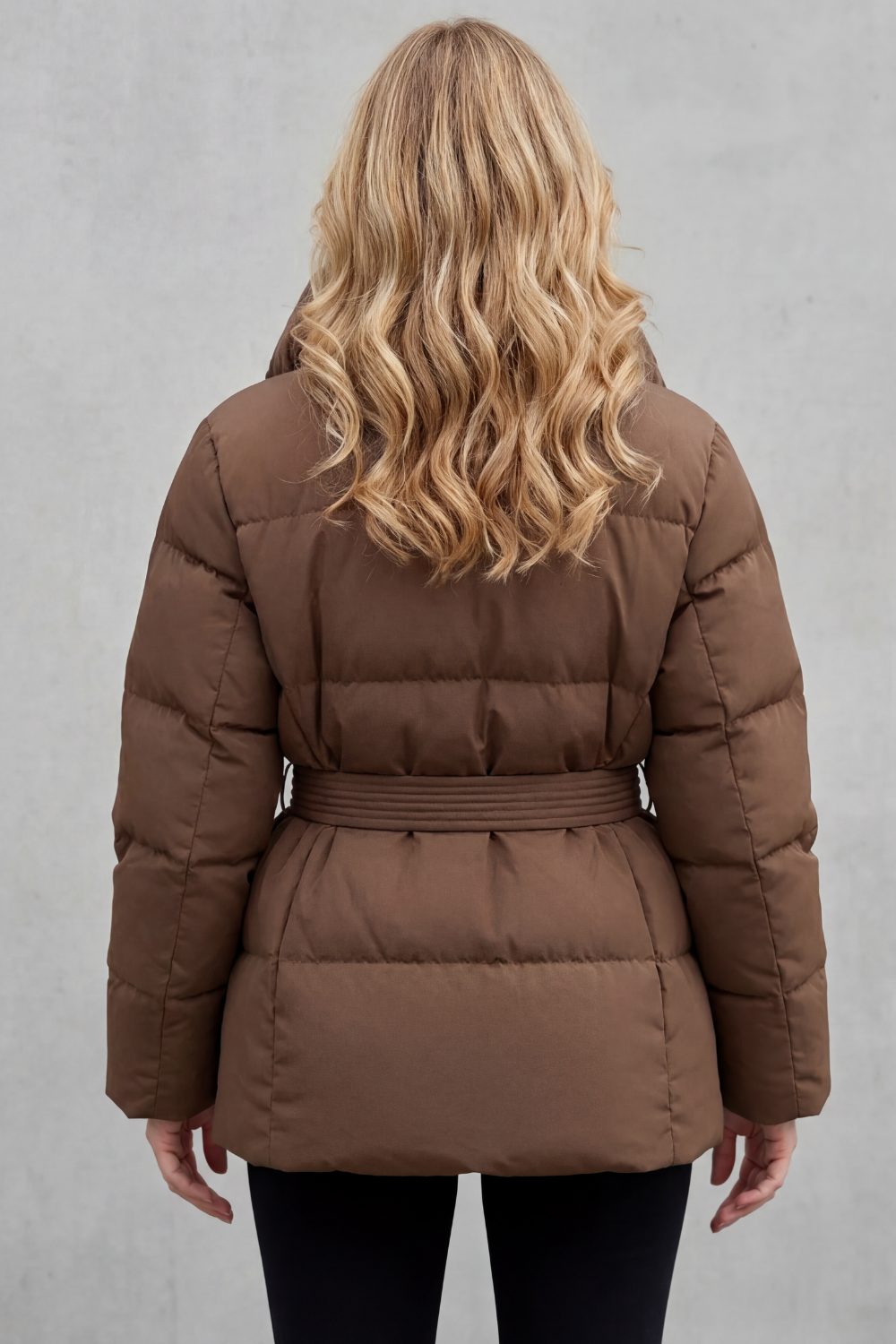 Kacob | Oversized Collar Belted Puffer Coat
