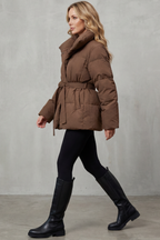 Kacob | Oversized Collar Belted Puffer Coat