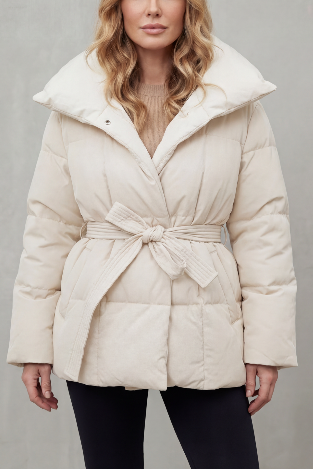 Kacob | Oversized Collar Belted Puffer Coat
