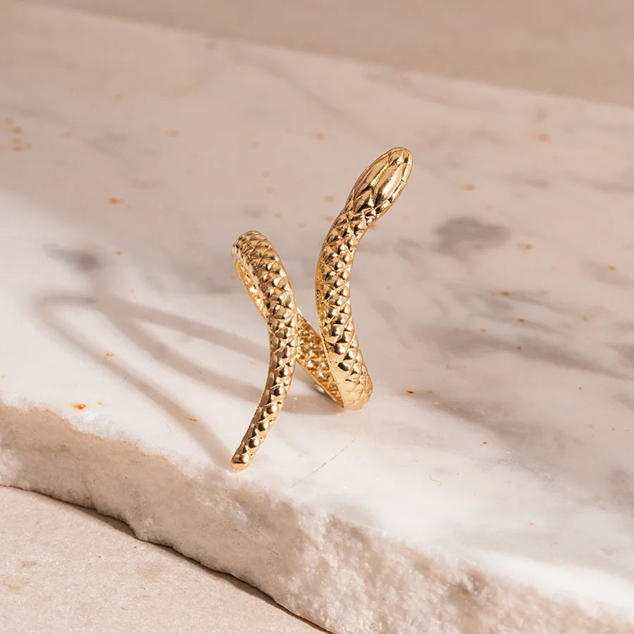 sculpted serpent cuff and ring set