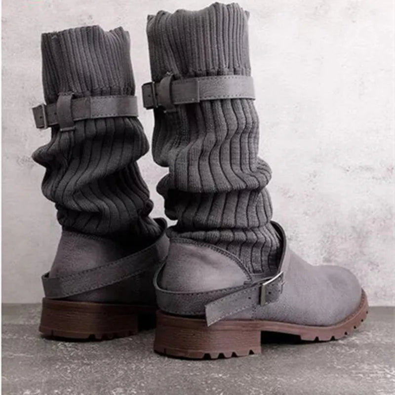 kacob womens strap detail slouch winter boots
