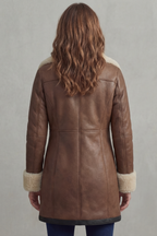 Kacob | Shearling Collar Faux Leather Coat