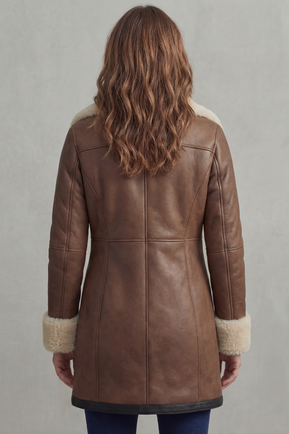 Kacob | Shearling Collar Faux Leather Coat