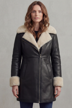 Kacob | Shearling Collar Faux Leather Coat