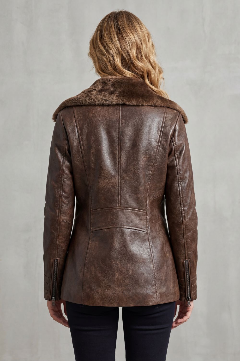 Kacob | Shearling Lined Faux Leather Jacket