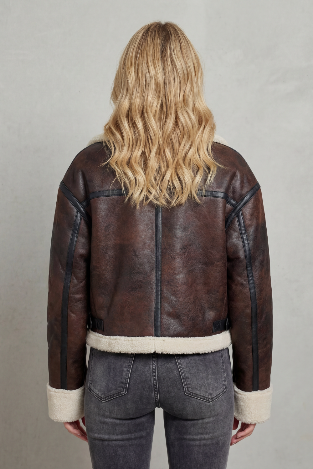 Kacob | Shearling Trim Cropped Aviator Jacket
