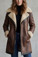 Kacob | Shearling Trim Faux Leather Coat