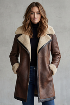 Kacob | Shearling Trim Faux Leather Coat