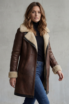 Kacob | Shearling Trim Faux Leather Coat