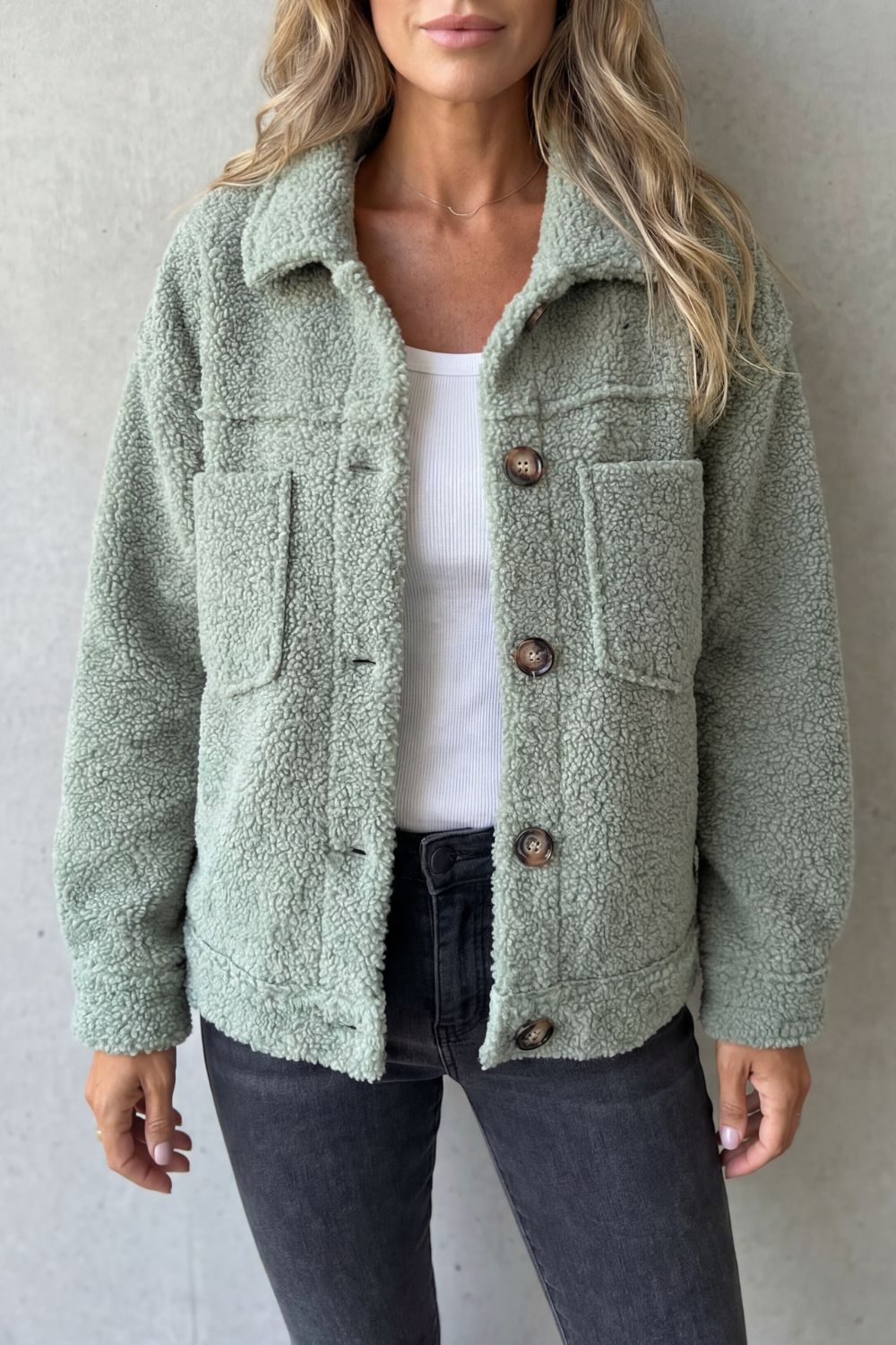 Kacob | Textured Fleece Button-Up Jacket
