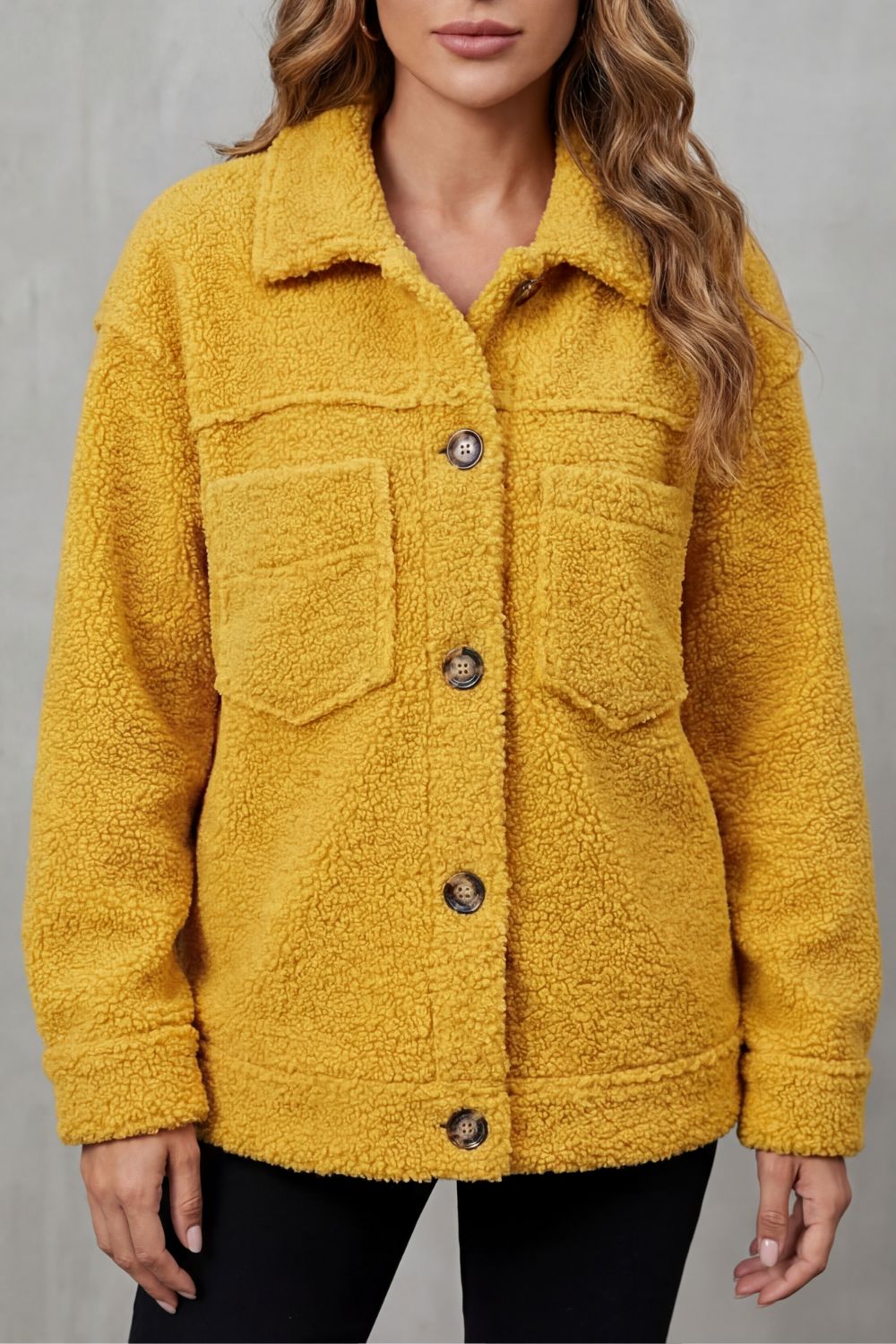 Kacob | Textured Fleece Button-Up Jacket