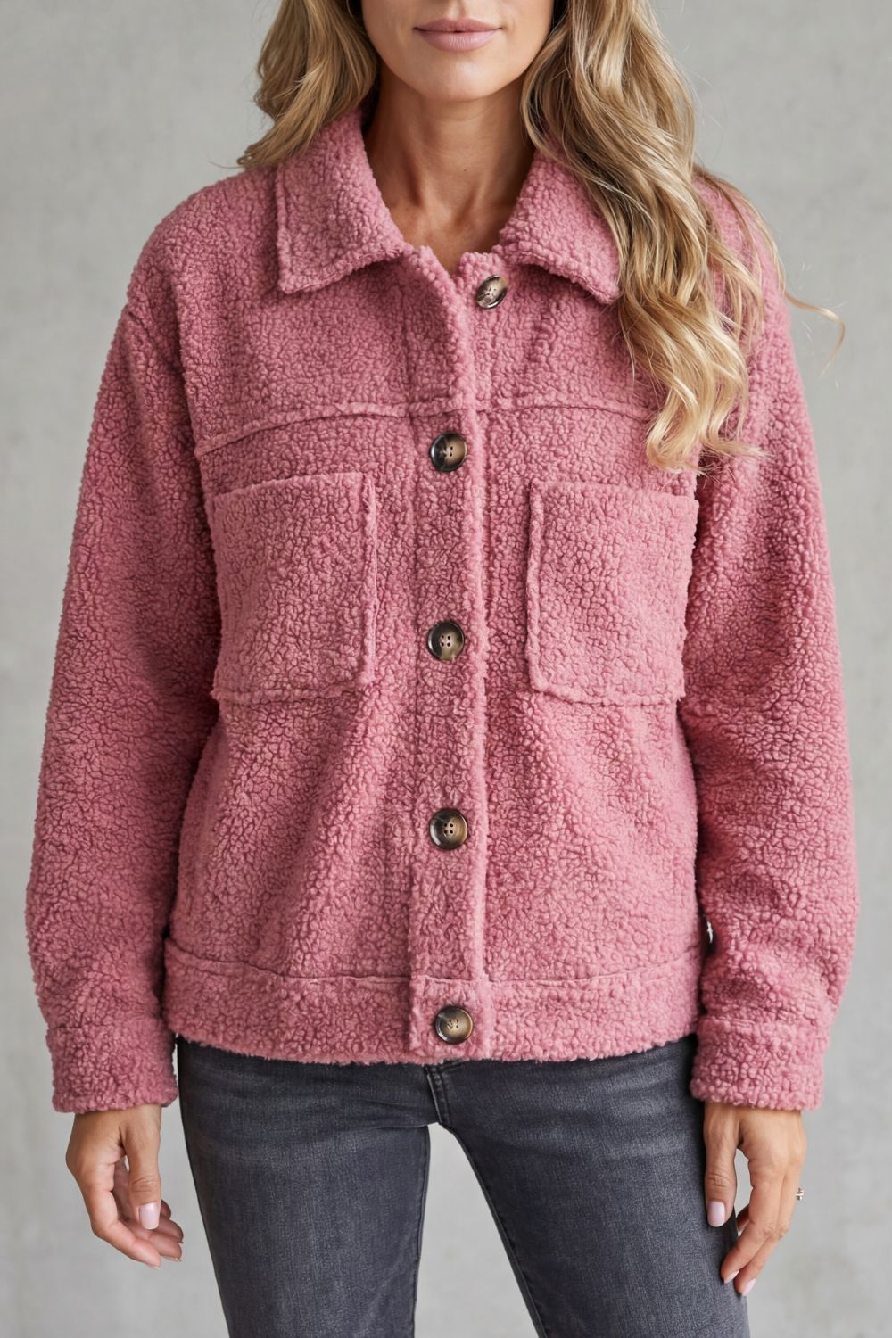 Kacob | Textured Fleece Button-Up Jacket