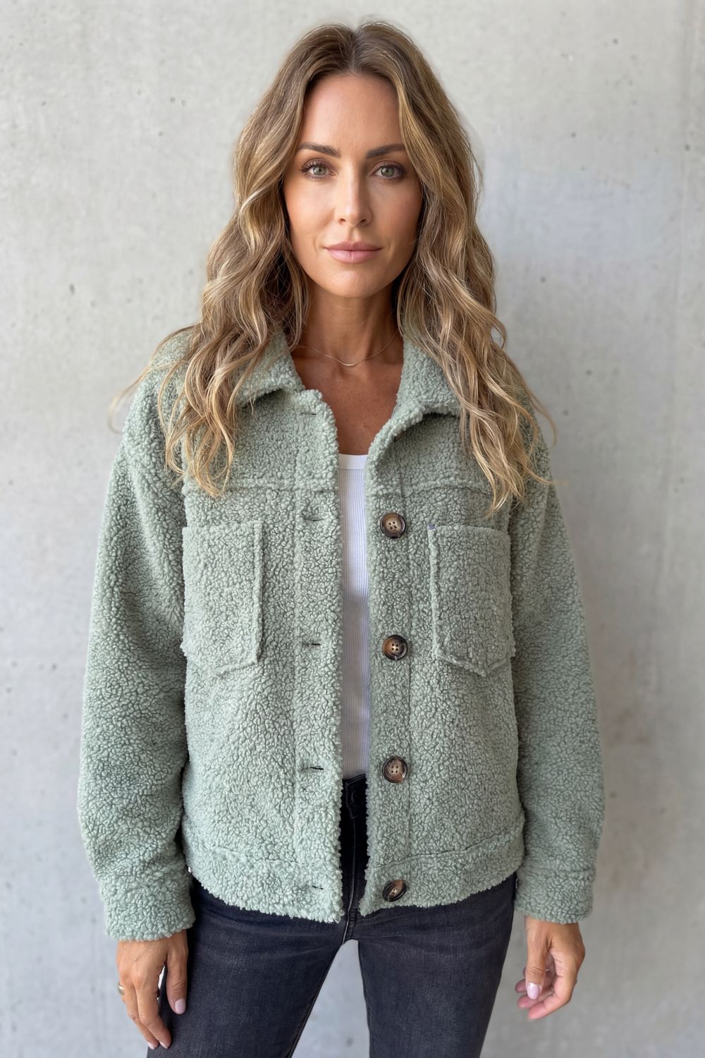 Kacob | Textured Fleece Button-Up Jacket