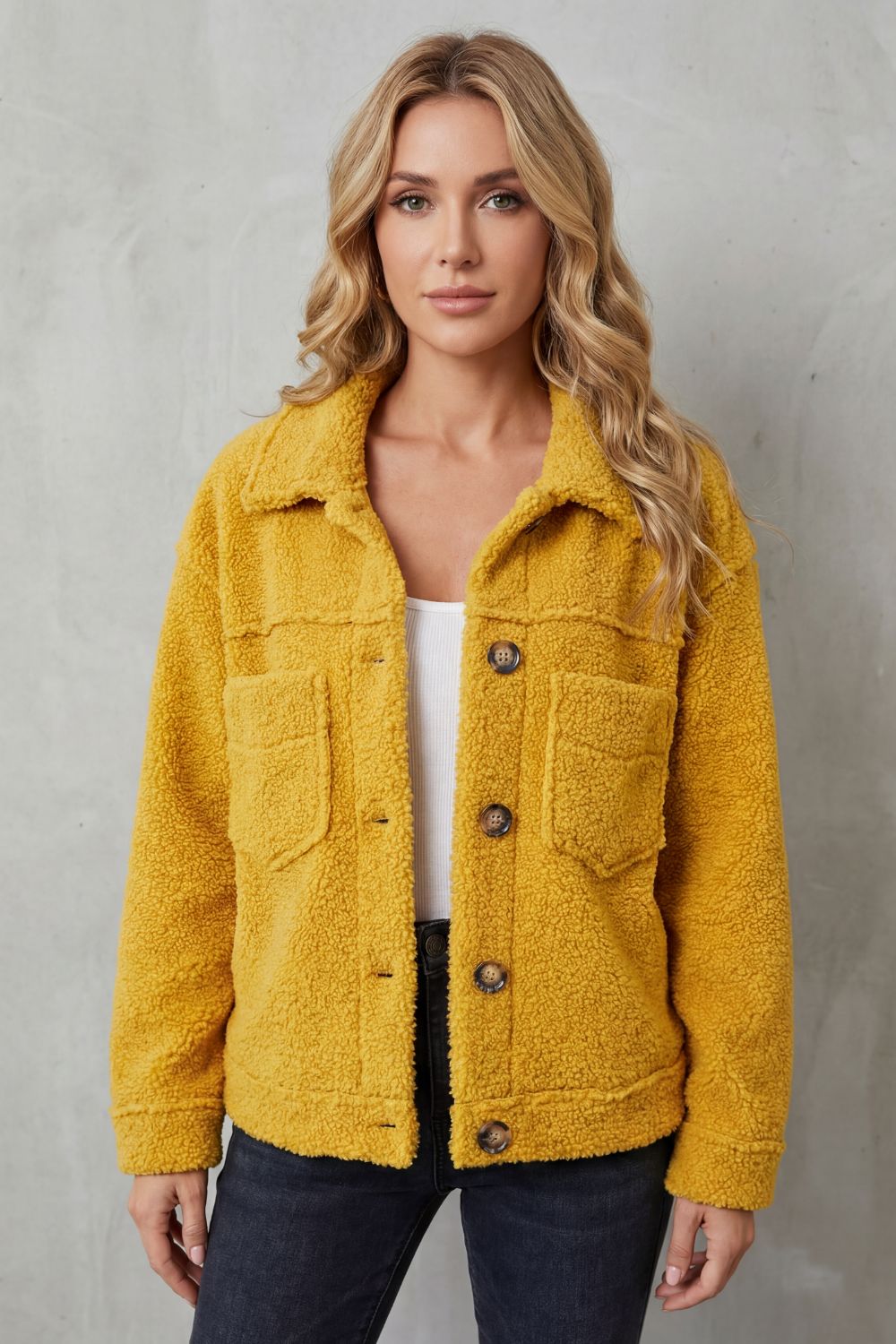 Kacob | Textured Fleece Button-Up Jacket