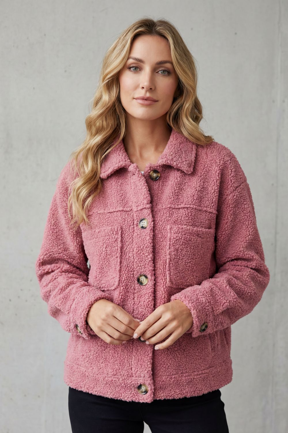Kacob | Textured Fleece Button-Up Jacket