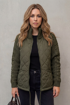 Kacob | Textured Knit Trim Quilted Puffer Jacket