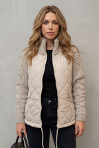Kacob | Textured Knit Trim Quilted Puffer Jacket