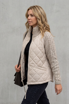 Kacob | Textured Knit Trim Quilted Puffer Jacket