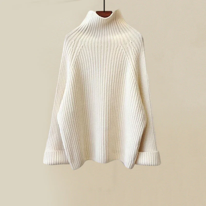 Kacob | Women's 3 Piece Knit Set – Cable Knit Trousers, Roll Neck Jumper and Gilet