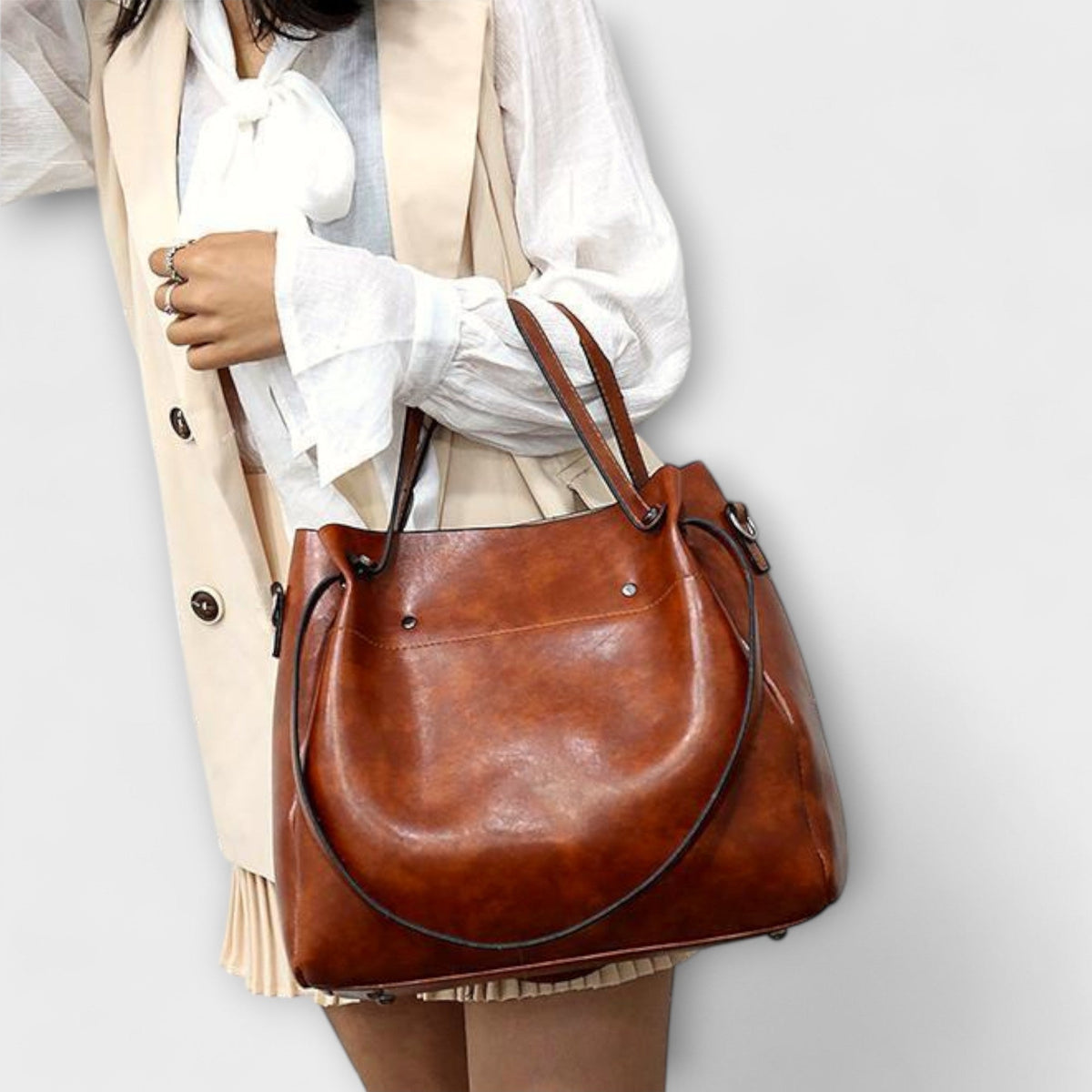 Women's 4-Piece Vintage Look Bag Set – Tote, Crossbody, Clutch and Card Holder